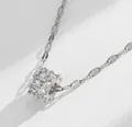 Elegant silver titanium steel necklace with a sparkling cubic zircon square pendant. - Silver-Cylinder