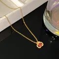 Collier poisson rouge doré élégant avec pendentif en zircon rouge et accents blancs - Poisson Rouge Exquis Zircon Rond