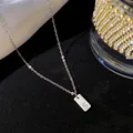Collier minimaliste en acier titane avec pendentif lettre S argenté pour femme - Lettre S / Argent