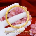 Dettaglio del bracciale rigido in oro opaco 18k con finitura antica e stile minimal. - Stile Semplice Oro Antico / 4mm (Diametro Interno 60mm)