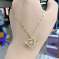 Gouden engelenvleugel hart ketting met dansende zirkonia hanger voor dames cadeau - Hart voor Jou Halsketting (Lipketting) / Goud