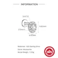 925 Sterling Silber Moissanit Piercing Ohrstecker mit Halo Design und Schraubverschluss - Ovalform (M60200811801) / Einzelstück (Mit Zertifikat)