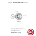 925 Sterling Silber Moissanit Knorpelstecker mit quadratischem Halo und Schraubverschluss - Geometrischer Zargen Stil (M60200781882) / Einzelstück (Mit Zertifikat)