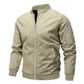 Classic men's khaki casual business bomber jacket suitable for spring and autumn seasons - 6XL / Tops / Khaki