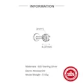 Moissanit Piercing-Stecker aus 925er Sterlingsilber mit Schraubverschluss - 3.0mm Runder Diamant Stil (M60200831876) / Einzelstück (Mit Zertifikat)