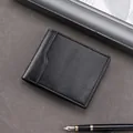 Portafoglio corto classico da uomo in morbida pelle PU nera con grana fine - Nero (DE91)