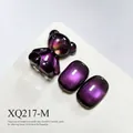 Purple cat eye nail gel polish with bear charm and high-density glass bead effect. - Deep Purple (XQ217-M)