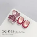 Pink resin gummy bear and oval cat-eye effect nail art charms set model XQ147-M - Yellow Cat Eye Light (XQ147-M)