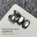 Shimmering black cat eye magnetic nail gel art pieces with colorful fine glitter details - Colorful Fine Glitter (XQ98-M)