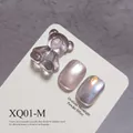 High density purple cat eye nail gel polish with moonlight powder effect and bear charm - Purple Style (XQ01-M)