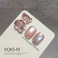 Premium cat-eye nail gel variant XQ02-M with 3D resin bear and moonlight powder effect - Pink Style (XQ02-M)