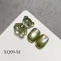 Olive green cat-eye nail polish with 3D resin bear accessory for professional manicures - Dawn Mountain (XQ09-M) / Dawn Mountain Green