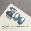 Premium cat-eye nail gel in Mountain & Sea blue shade with 3D crystal bear charm decoration - Mountain and Sea (XQ10-M) / Mountain Sea Blue