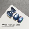 Cat eye nail gel polish in Night Sky Blue finish with bear charm - Night Sky Blue (XQ11-M) / Night Blue