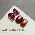 XQ14-M Red Velvet cat eye nail polish gel effect swatch with 3D resin bear nail charm - Red Velvet (XQ14-M) / Red Velvet
