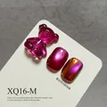 Pink cat-eye gel nail polish with decorative resin bear charm and moonlight powder effect - Magenta Cat Eye (XQ16-M) / Rose Red