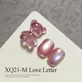 Pink cat eye nail gel set with iridescent finish and cute gummy bear charm for nail art design - Cherry Blossom Pink Cat Eye (XQ21-M) / Sakura Pink