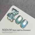 Icy blue cat eye gel polish with high-density glass bead effect and resin bear charm - Ice Blue Cat Eye (XQ24-M) / Ice Blue