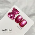 Professional pink cat eye nail gel with high-density glass bead effect on nail tips - Pink Purple (XQ31-M)