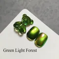 Professional high density green cat-eye nail gel polish set with gummy bear charm XQ35-M - Green Light Forest (XQ35-M)