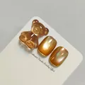 Premium amber brown cat eye nail gel set featuring a 3D bear nail art charm accessory - Amber (XQ52-M)