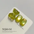 Olive green cat eye nail gel polish with cute bear charm and moonlight powder finish effect - Olive Green Cat Eye (XQ60-M)