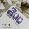 Purple high density cat eye nail gel with moon powder effect and 3D bear charm - Purple Cat Eye (XQ64-M)