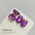 Purple cat eye nail gel XQ66-M with 3D bear and aurora moonlight powder finish effect - Purple Aurora Cat Eye (XQ66-M)