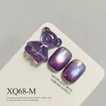 Purple cat eye gel polish with 3D bear charm showing moonlight powder effect - Purple Cat Eye (XQ68-M) / Purple