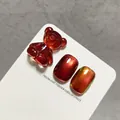 Red cat eye nail gel polish set with glossy gummy bear resin charm for professional nail art - Deep Red Cat Eye (XQ75-M) / Dark Red