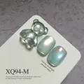 Blue cat eye nail gel polish set with glass bear charm and moonlight powder effect - High Density Glass Bead Cat Eye Style (XQ94-M) / Ice Transparent Blue Cat Eye