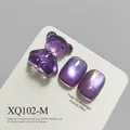 Purple cat eye nail art tips and gummy bear charm with moonlight shimmer effect - Purple Cat Eye Style (XQ102-M)