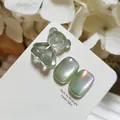 Green glass bead cat-eye nail gel polish with 3D bear charm and moonstone powder effect - Green (XQ117-M)
