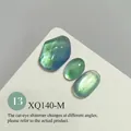 Green cat-eye nail gel polish sample XQ140-M with high-density glass bead effect - Green Cat Eye Style (XQ140-M) / Green