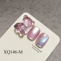 Purple cat eye gel polish set XQ146-M with 3D gummy bear ornament and iridescent effect - Moonlight Purple Cat Eye Style (XQ146-M)