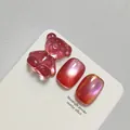 Pink cat-eye bear nail charm with high-density magnetic shimmer effect and model XQ167-M - Moonlight Magenta Pink Cat Eye Style (XQ167-M)