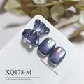 Deep blue cat eye nail gel polish with moonlight powder layering effect - Deep Blue Gray Cat Eye Style (XQ178-M)