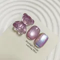 Purple cat-eye nail gel polish with iridescent moonlight powder effect and resin bear - Purple Polarized Cat Eye (XQ198-M)
