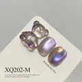 Bear-shaped cat-eye nail gel charm with high-density glass bead aurora glitter effect. - Purple-Pink Aurora Cat Eye (XQ202-M)