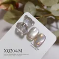 Iridescent cat eye nail gel set XQ204-M with clear 3D bear and moonlight powder effect - Pearl Iridescent Cat Eye (XQ204-M)