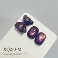 Purple cat eye nail gel polish display set featuring a translucent resin bear charm - Deep Purple Cat Eye Style (XQ213-M)
