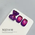 Premium purple cat-eye nail art charm with 3D teddy bear design and shimmering finish - Purple Cat Eye Style (XQ214-M)