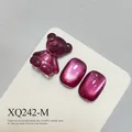 High-density purple cat-eye magnetic nail gel art sample with cute bear shaped charm - Purple Cat Eye Style (XQ242-M)