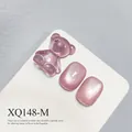 Premium pink purple cat eye press on nails with cute purple jelly bear charm detail - Pink Purple Cat Eye (XQ148-M)