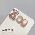 Glossy cat eye nail art charms with bear design in translucent rose pink glass bead finish - Nude Pink Cat Eye (XQ149-M)