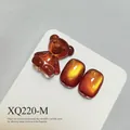 Amber brown cat eye nail gel polish with bear charm and golden shimmer effect - Amber Gold Cat Eye (XQ220-M)