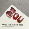 High-density purple glass bead cat-eye nail gel variant with 3D resin bear charm - Purple (XQ13-M) / Purple