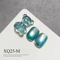 Teal cat eye magnetic gel polish with 3D crystal bear nail art charm decoration - Teal Cat Eye (XQ25-M) / Cyan Blue