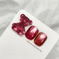 Professional high density berry red cat eye nail gel with 3D bear charm and tips - Berry Red (XQ32-M)