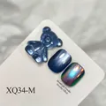 Blue bear 3D nail charm with cat-eye and aurora chrome effect display - Deep Blue (XQ34-M)